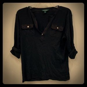 Black Ralph Lauren top, three-quarters sleeves